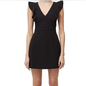 NEW FRENCH CONNECTION Black WHISPER V-Neck RUFFLE Cocktail MINI DRESS 4